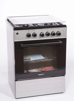 Кухонная плита VESTA VALENCIA VKE 10-E Серый Ex, комбинированная, электроподжиг, эмалированная, 3 газовые конфорки, 1 электрическая конфорка, электрическая духовка, 65 л