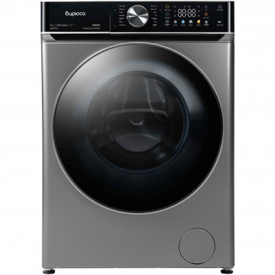 Стиральная машина БИРЮСА WM-SC914/15 S, хромированный металлик, 9 кг, фронтальная загрузка, 1400 об/мин, 14 программ, дозагрузка белья, с паром, инверторная