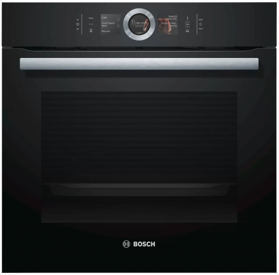 Электрический духовой шкаф Bosch HSG636BB1, черный,  Serie 8, EcoClean, переключатель Control Ring, 12 режимов