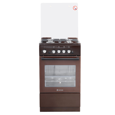 Газовая плита De Luxe 5040.32Г (КР) ЧР-014, коричневый, эмалированная, электроподжиг, 46 л, 4 газовые конфорки, традиционная очистка, газ-контроль духовки