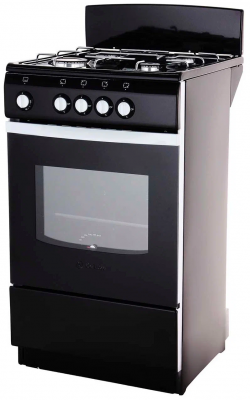 Газовая плита De Luxe 5040.38Г (Щ), черный, эмалированная, традиционная очистка, 4 газовые конфорки, 43 л, поворотный механизм 