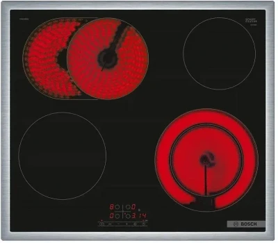 Электрическая варочная панель Bosch PKN645BB2E, цвет панели черный, цвет рамки серебристый