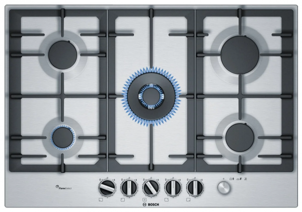 Газовая варочная панель Bosch PCQ7A5M90R, серебристый