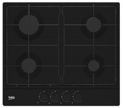 Варочная панель BEKO HIAG 64223 B, газовая, черная, 4 конфорки, механическое управление