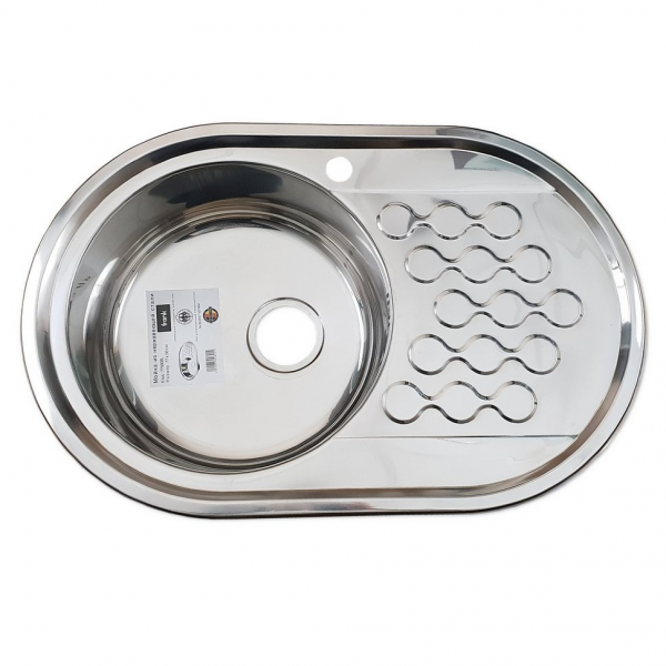 Врезная кухонная мойка FRANK 775008L 0.8/180, 77х50см, нержавеющая сталь