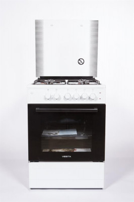 Комбинированная плита VESTA Valencia VKE 50 10-E белый, 3 газовые конфорки, 1 электрическая конфорка, эмалированная, электроподжиг, 65 л