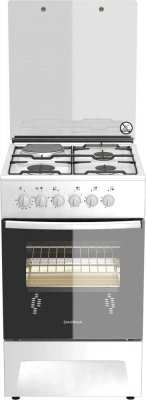 Кухонная плита Darina F KM341 323 W, комбинированная, электроподжиг, 3 газовые конфорки, 1 электрическая духовка, 50 лэлектрическая духовка, 