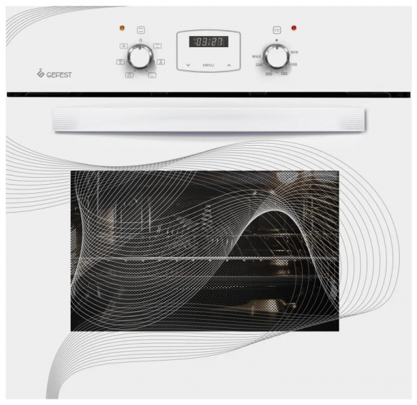Духовой шкаф GEFEST 622-02 К28, белый, гидролизная очистка, телескопические направляющие, управление поворотное, сенсорное, 55л