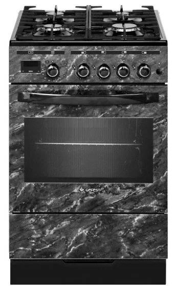 Плита газовая GEFEST 5500-03 0053, чёрная, полный газ-контроль и электророзжиг, чугунные решетки