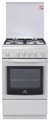 Кухонная плита De luxe 5040.33г, белая электроподжиг, чугунные решетки, газ-контроль духовки 