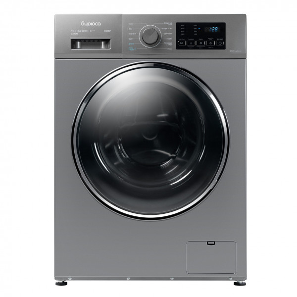 Стиральная машина БИРЮСА WM-SM712/08 S Хромированный металлик, 7 кг,  1200 об/мин, инверторная, с паром, 12 программ