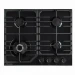 Варочная панель Schaub Lorenz SLK GY6028, чёрная, 4 конфорки, чугунные решётки, электроподжиг, газ-контроль, WOK конфорка