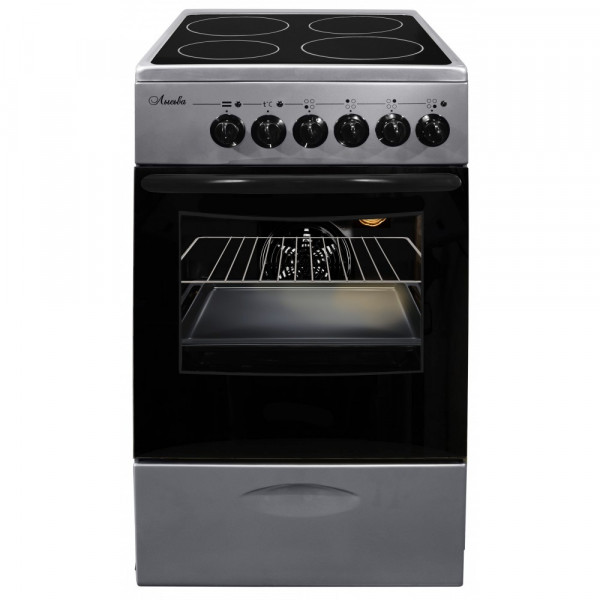 Плита стеклокерамическая Лысьва EF4004MK00 (ЭПС 404 МС)  жемчужно-светло-серая, 4 зоны нагрева, подсветка духовки, 57 л, выдвижной ящик 