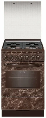 Комбинированная плита GEFEST 5302-03 0054, коричневая, гидролизная очистка, газ-контроль горелок стола, электророзжиг горелок, вертел с электроприводом, чугунные решетки
