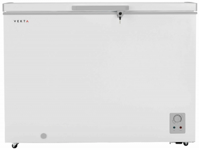 Морозильный ларь VEKTA FR-380S02, серебристо-серый, класс А+, 350 л, ручное размораживание, механическое управление