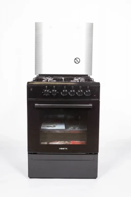 Кухонная плита Vesta Valencia VGE 10-E Чёрный Ex, комбинированная, электроподжиг, 4 газовые конфорки, электрическая духовка, 65 л