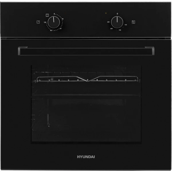 Духовой шкаф HYUNDAI 6003.01 BG, черный, 64 л, эмаль легкой очистки, переключатели поворотные
