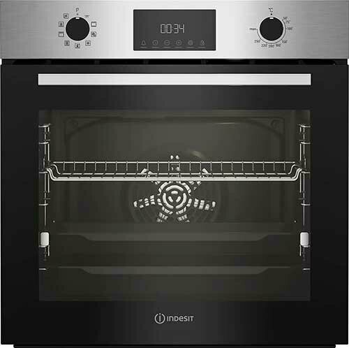 Электрический духовой шкаф Indesit IFE 3841 J IX, нержавеющая сталь, 72 л, утапливаемые переключатели, 9 режимов