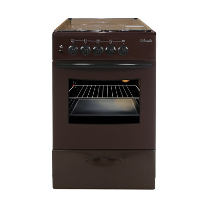 Плита Газовая Лысьва ГП 400 М2С-2у коричневый, стеклянная крышка, стальные решетки, поворотный механизм, традиционная очистка, 4 конфорки, 57 л