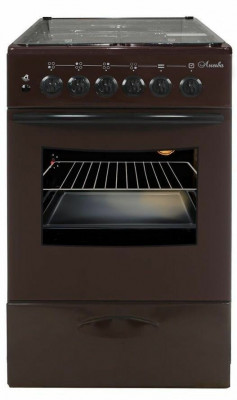 Кухонная плита Лысьва ГП 40р0 МС-2у коричневая, газовая, газ-контроль духовки, 57 л, 4 конфорки, электроподжиг