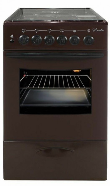 Кухонная плита Лысьва ГП 40р0 МС-2у коричневая, газовая, газ-контроль духовки, 57 л, 4 конфорки, электроподжиг