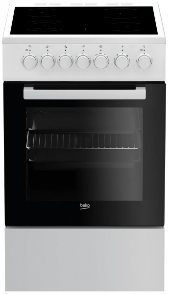 Электрическая плита Beko FSE 57110 GW, белый, стеклокерамическая, 4 зоны нагрева, 55 л, конвекционная 