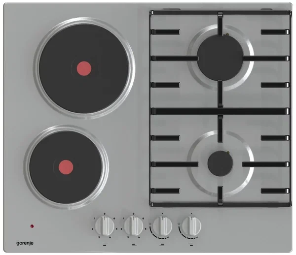Варочная панель Gorenje GE690X, комбинированная, газ / электричество, поворотное управление, электроподжиг