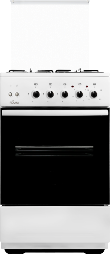 Комбинированная кухонная плита Flama RK 23-121 W, белая, эмалированная сталь, электроподжиг, крышка стеклянная