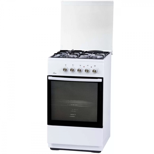 Комбинированная плита Flama L RK 23-126 W, белый, 3 газовые конфорки, 1 электрическая конфорка, электроподжиг, 50 л