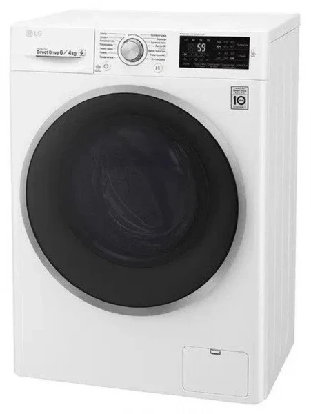 Стиральная машина с сушкой LG F2J6NM7W, прямой привод, 6/4 кг, инверторный прямой привод, белая, отжим 1200 об/мин