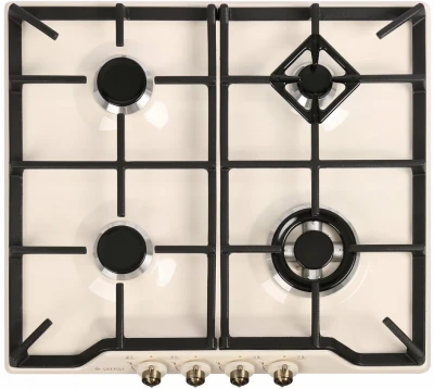 Варочная поверхность Gefest ПВГ 1212-02 K55, газовая, конфорок - 4 шт, решетки - чугун, панель - эмалированная сталь, электроподжиг, газ-контроль, белый 