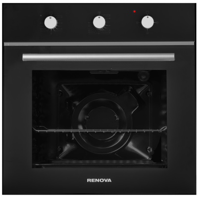 Электрический духовой шкаф RENOVA O90-3BS1, чёрная, 90 л, эмаль легкой очистки, 3 режимы, поворотный механизм