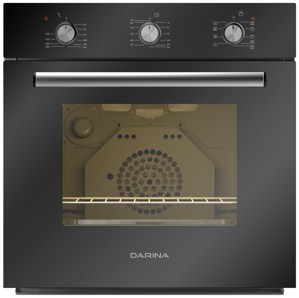 Электрический духовой шкаф Darina 1V5 BDE111 705 B, чёрный, 50 л, традиционная очистка, поворотные переключатели,  3500 Вт