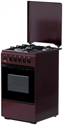 Кухонная плита ЛАДА NOVA RG 2427 B, коричневая, газовая, 4 конфорки, 50 л, электроподжиг, эмалированная, поворотный механизм