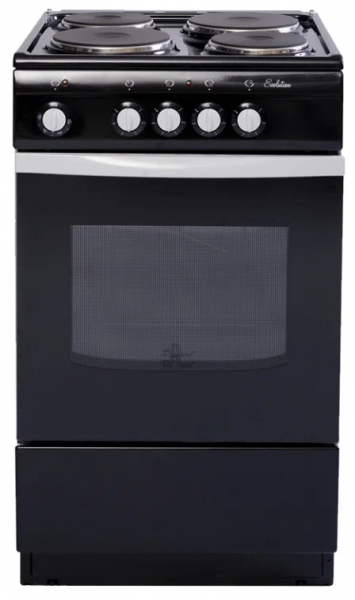 Электрическая плита De Luxe 5004.12э черный, эмалированная, 4 зоны нагрева, 46 л