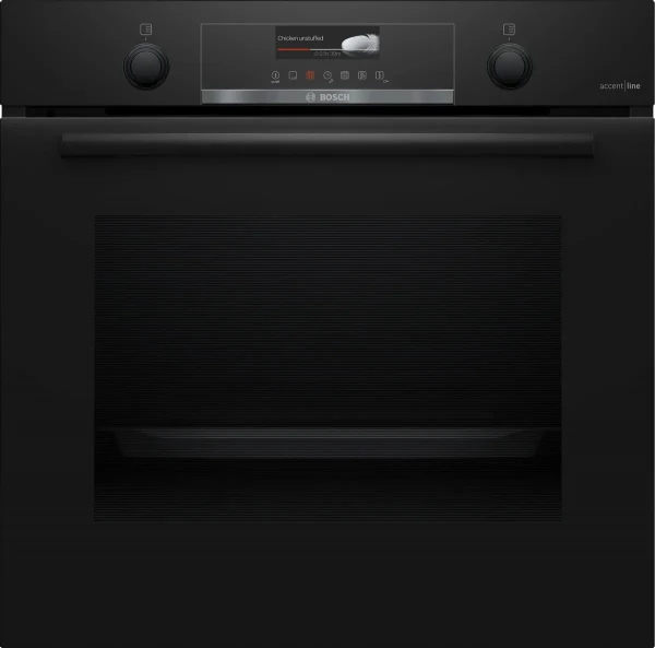 Электрический духовой шкаф Bosch HBG4795B1S, Serie 6, чёрный, 7 режимов, пиролитическая очистка, телескопические направляющие