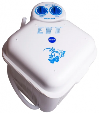 Активаторная стиральная машина Renova WS-35E, белая, 3,5 кг, вертикальная загрузка, 3 программы