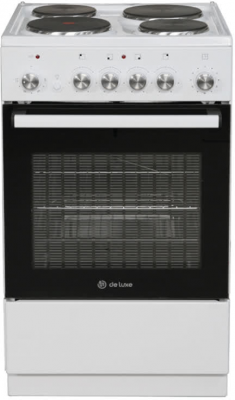 Электрическая плита De Luxe 5004.16э, белый, 46 л, 4 зоны нагрева, эмалированная 