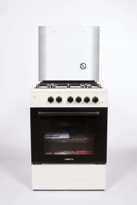 Комбинированная плита VESTA VALENCIA VКE 10-E бежевая, 3 газовые конфорки, 1 электрическая конфорка, эмалированная, электроподжиг, 65 л