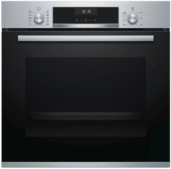 Электрический духовой шкаф Bosch HBG517ES0R, Serie 6, нержавеющая сталь, 71 л, 7 режимов, AquaClean, телескопические направляющие