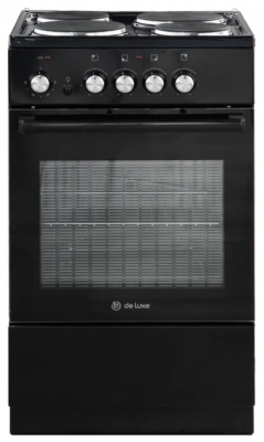 Электрическая плита De Luxe 5004.18э 011, черный глянец, эмаль, без крышки, управление механическое, традиционная очистка