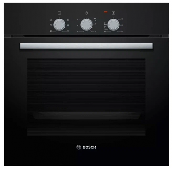 Электрический духовой шкаф Bosch HBF011BA0Q, черный, Serie 2, традиционная очистка, 5 режимов 