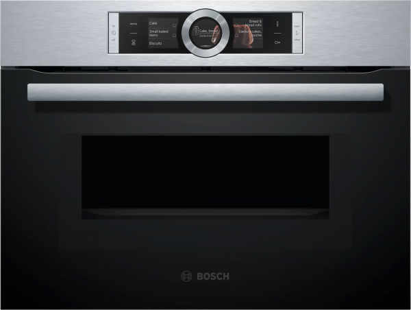 Компактный электрический духовой шкаф Bosch CMG636BS1, Serie 8, нержавеющая сталь, EcoClean, с СВЧ, переключатель Control Ring