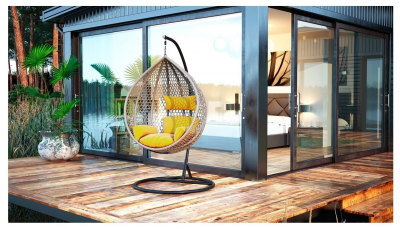 Подвесное кресло Loftyhome Kiwano 1191 Grey Spots/Yellow