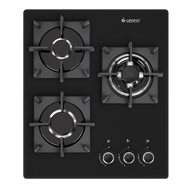 Встраиваемая варочная панель газовая GEFEST ПВГ 2100-01 К33 черный, закаленное стекло, электроподжиг, газ-контроль конфорок