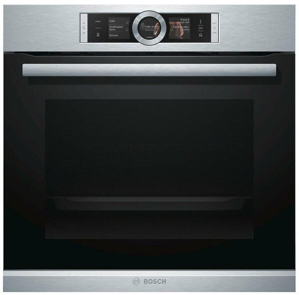 Электрический шкаф-пароварка шкаф Bosch HSG636ES1, Serie 8, нержавеющая сталь, EcoClean, переключатель Control Ring, 12 режимов