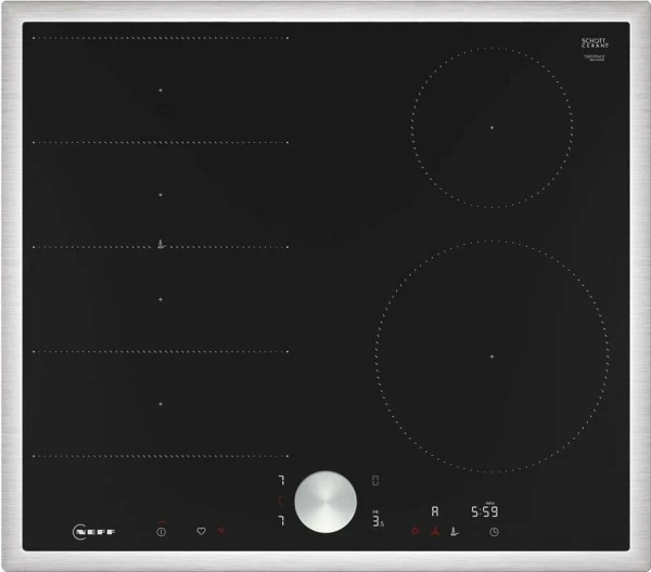 Индукционная варочная панель Neff T66STE4L0, 4 конфорки, чёрная, FlexZone, 17 уровней мощности