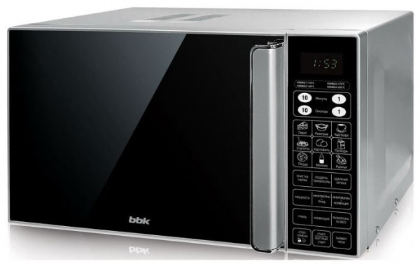 Микроволновая печь BBK 23MWC-982S/SB-M, управление электронное, серебро/черный, 23 л