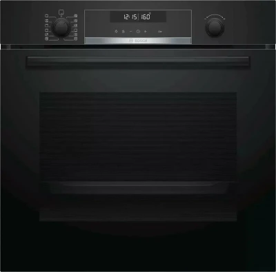 Электрический духовой шкаф Bosch HBG5780B0, чёрный, Serie 6, пиролитическая очистка, 10 режимов, телескопические направляющие