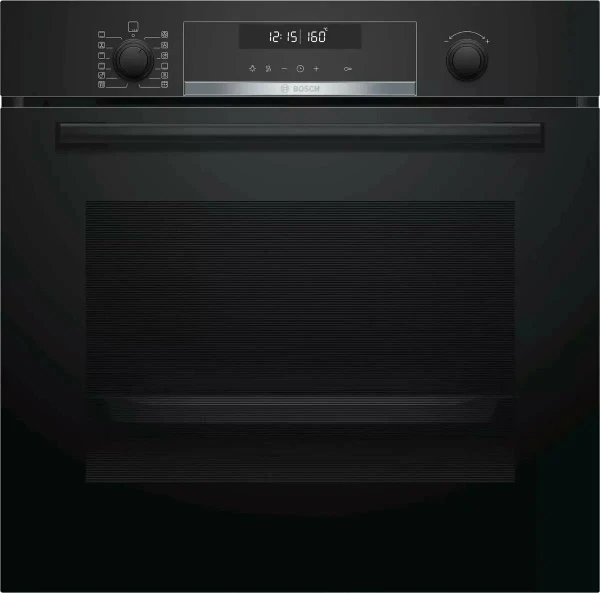 Электрический духовой шкаф Bosch HBG5780B0, чёрный, Serie 6, пиролитическая очистка, 10 режимов, телескопические направляющие